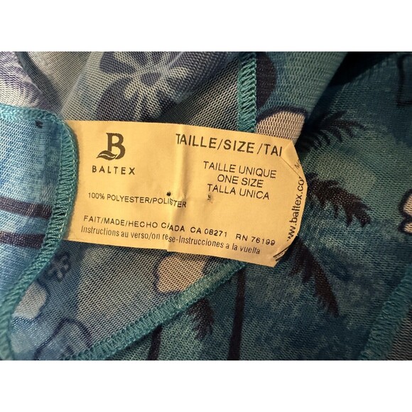 Vintage Baltex Swim Cover Up Wrap Tropical Floral One Size blue white palms - Picture 3 of 5